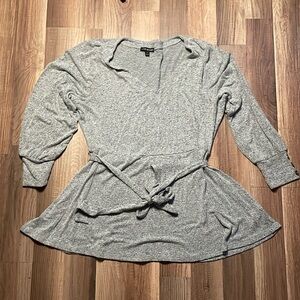 Long sleeve blouse with waist tie